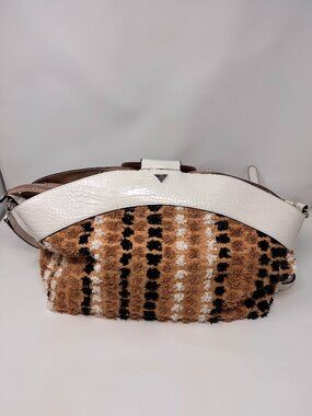 Sam Edelman Darcy Straw Carpet Bag Tote Wooden Handles Boho Chic Unused